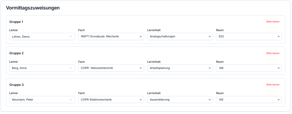Lehrerzuweisungen